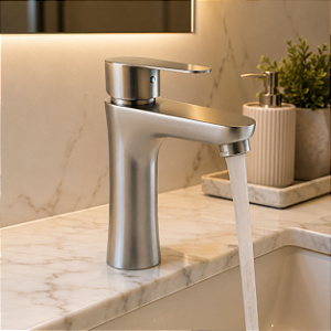Torneira Para Banheiro Aço Inox Escovado 1/4 Volta