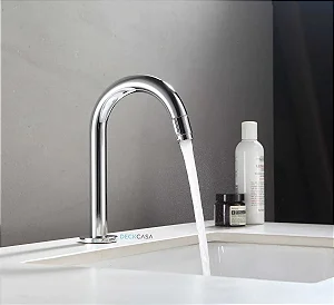 Torneira Banheiro Baixa Redonda Inox Abre Fecha Bico Cromada