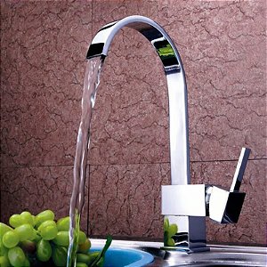Torneira monocomando para cozinha e áreas gourmet maxforte quadrada de luxo ultra fina cromada