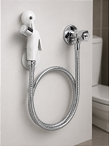 Ducha Higiênica Completa ABS Cromado 1/4 de Volta Branca