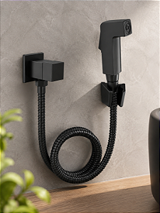 Ducha Higiênica Completa Quadrada Preto Fosco