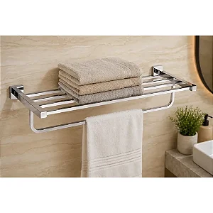 Porta Toalha Banho Hotel Tripla AÇo Inox Cromado