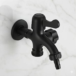 Torneira Tanque E MÁquina Bico PlÁstico 1/4 Volta Preto Fosco