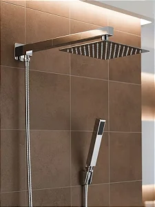 Ducha Quadrada Com Desviador Metal Cromado