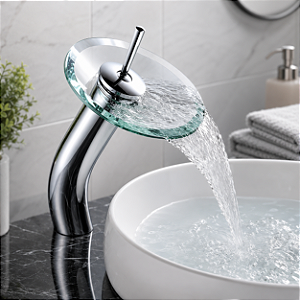 Torneira De Vidro Monocomando Cascata Alta Fria