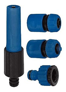 Kit Irrigação Jardim com Esguicho Ajustável + 3 Adaptadores Bremen