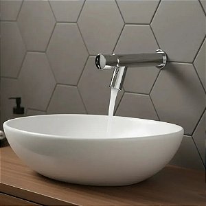Torneira Temporizada de Parede em Aço Inox Cromado para Banheiros e Lavabos