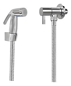 Ducha Higiênica Completa ABS Cromada com Registro 1/4 de Volta e Flexível 1,20m