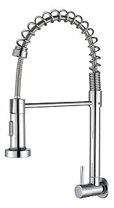 Torneira Cozinha Parede Espiral Inox Cromado