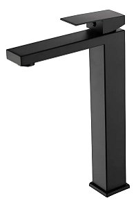 Torneira Banheiro Quadrada Com Misturador Monocomando Mesa Bica Alta Preto Fosco