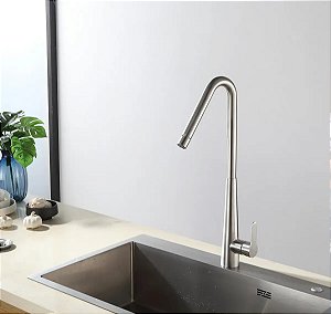 An-1008e Torneira Cozinha Com Misturador Monocomando Bica Alta Arejador Articulado Escovada