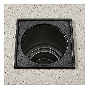 Ralo Porta Grelha Preto Fosco 10x10 Quadrado Aço Inox
