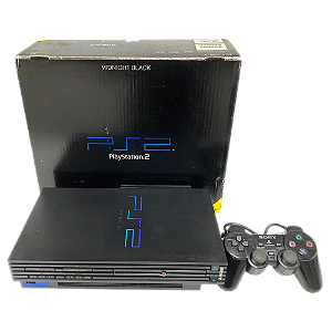 PlayStation 2 Midnight Black SCPH-50000 NB Japonês – Completo na Caixa – Serial Batendo