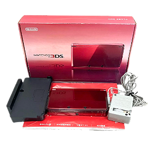 Nintendo 3ds Standard Metallic Red Vermelho Japonês Completo Caixa manual Serial Batendo