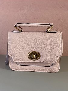 Bolsa Feminina Rosa Detalhe Dourado Pequena