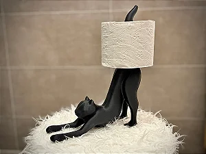 Suporte De Papel Higiênico Gato Que Se Estica Preto