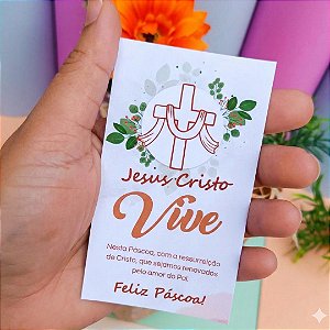 Kit Mini Cartão de Páscoa 6 9,5x5,5 cm Tag para Lembrancinhas 16 32 ou 48 Unidades Papel Fotográfico 230g Brilhante Ideal para Sacolas e Kits de Páscoa