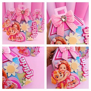Kit Festa Patrulha Canina Skye |Linha Diamante | Caixa Maletinha c/Visor | Lembrancinhas Personalizadas
