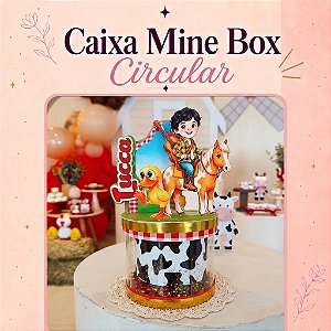 Kit Festa |Linha Diamante | Caixa Mine Box Circular | Lembrancinhas Personalizadas
