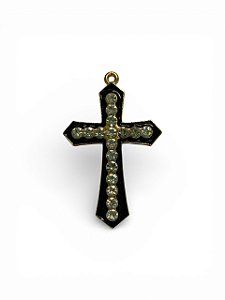 Pingente de Cruz com Resina e Strass