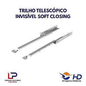 Trilho Telescópico Invisível Soft Closing 35cm em Araçatuba