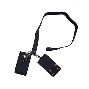 Kit Mordaça Bola com Separador e Par Algemas em Couro Sintético - Sexy Fantasy Linha Sado