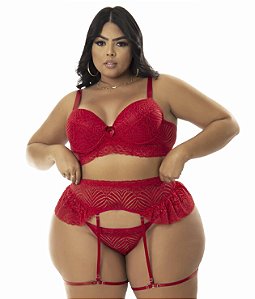 Conjunto Sexy com Cinta Liga Plus Size – Mariah