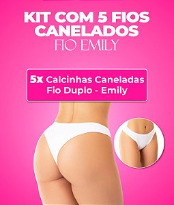 Kit 5 Calcinhas Canelada Fio Duplo