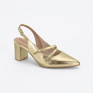 Scarpin Slingback Feminino Beira Rio Dourado Salto Grosso 4241.234