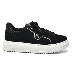 Tênis casual feminino flatform nobuck preto 055-012-01