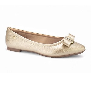 Sapatilha Feminina Softli Metalizada Dourada Elegante Confortável 10000.10402