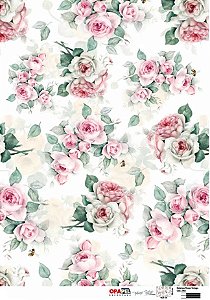 OPL - 30X45 ESTAMPA FLORES ROSAS VINTAGE REF 2563
