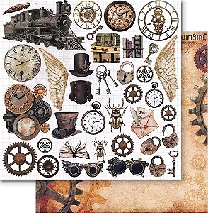 SCRAPBOOK DUPLA FACE 30,5X30,5 SD-1230 COLEÇÃO STEAMPUNK