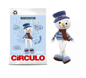 KIT AMIGURUMI COLEÇÃO NATAL 24 COR 4 BONECO DE NEVE JOHN APROX. 32 CM