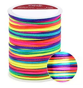 CORDÃO DE CETIM 2MM ARTEPUNTO CD001 COR 015 MULTICOR 50 MTS