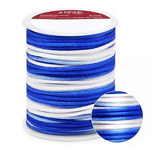 CORDÃO DE CETIM 2MM ARTEPUNTO CD001 COR 182 MULTICOR AZUL 50 MTS
