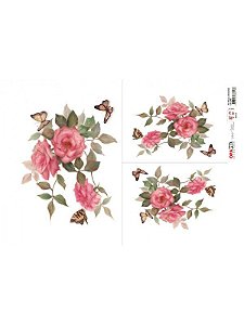 OPL - 30X45 FLOR ROSAS E BORBOLETAS REF 2483 - OPAPEL