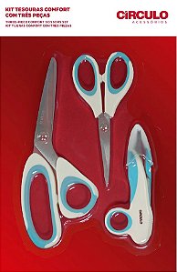 KIT TESOURA COMFORT 3 PEÇAS REF 449920 COR 10 VERDE ÁGUA
