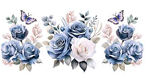 TRANSFER TÊXTIL 27,5X12,8CM TTB5L-006 BARRADO ROSAS AZUIS