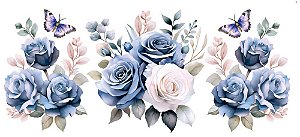 TRANSFER TÊXTIL 45X9,15CM TTB6L-006 BARRADO ROSAS AZUIS