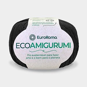 FIO ECOAMIGURUMI 254 MTS 8/7 160GR COR 250 PRETO EUROROMA