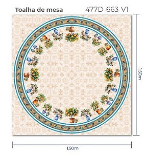 TOALHA DE MESA REDONDA REF 447D-663-VI 1,50X1,50 MTS IBIRAPUERA