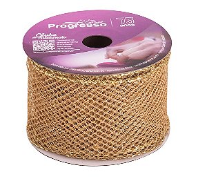 FITA ARAMADA MCG004-063 63MM COR 203 METALIZADO DOURADO COM GLITTER 10 MTS