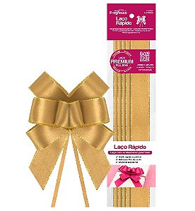 LAÇO RÁPIDO CETIM/OURELA DOURADA 22MM 5 UNID LRD005 COR 28 OURO PROGRESSO