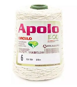 BARBANTE APOLO ECO N6 600 GR 610 MT COR 20 NATURAL CÍRCULO