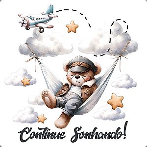 TRANSFER TÊXTIL 13,5 X 13,5CM TTQ4-031 URSO AVIADOR LITOARTE