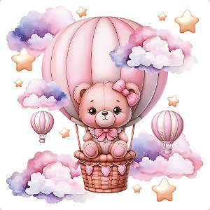 TRANSFER TÊXTIL 13,5 X 13,5CM TTQ4-065 URSINHA BALÃO LITOARTE