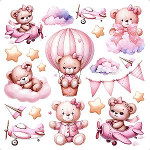 TRANSFER TÊXTIL 13,5 X 13,5CM TTQ4-064 URSINHA AVIADORA LITOARTE