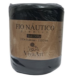 FIO NÁUTICO 5MM 500 GR COR PRETO VIVA ART