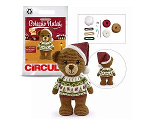 KIT AMIGURUMI COLEÇÃO NATAL 2025 COR 2 URSO TONI APROX 22 CM